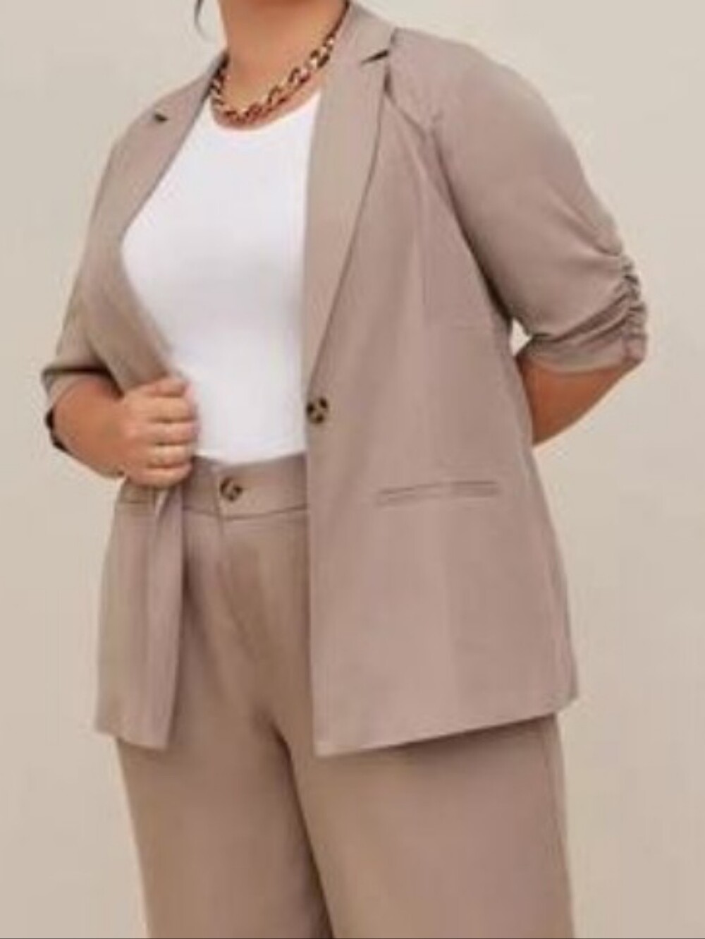 New Torrid Single Button Linen Blend Blazer In Color Stone 6x/30